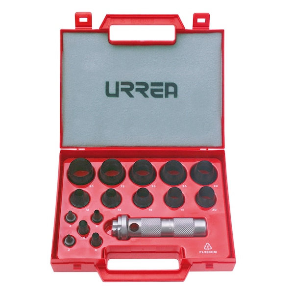 Urrea Hollow Punch From 3 to 30 mm set 16Pc" plastic case 49900M - main